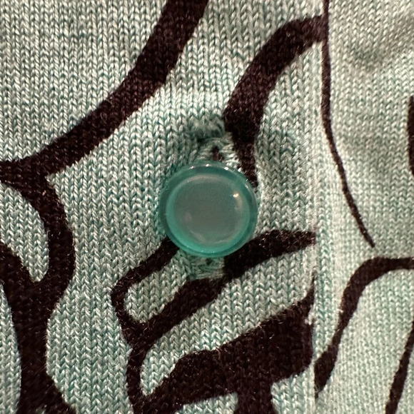 Jones New York Signature Silk Blend Cardigan Teal Rose Floral Button Up Size XL - Picture 4 of 10